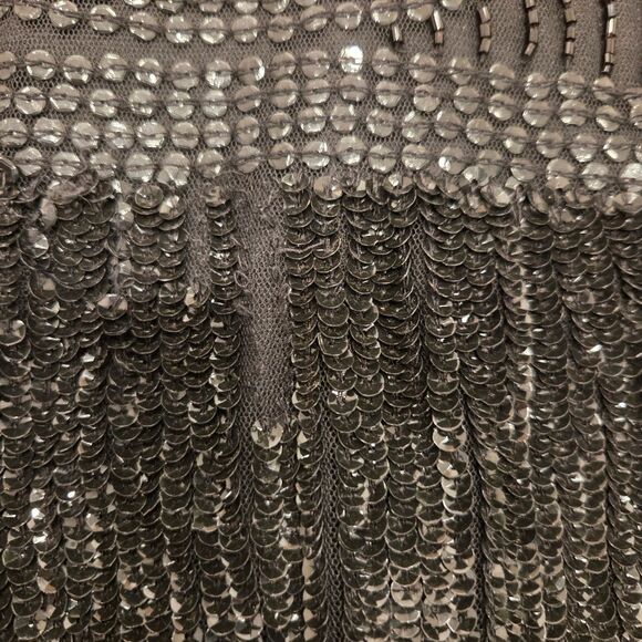 Aidan Mattox Black Sequin Beaded Sheath Evening Cocktail Long Sleeve Dress 6 - Picture 10 of 10